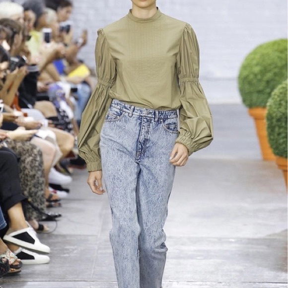 TIBI Sculpted Mock Neck Balloon Sleeve Top - Picture 2 of 9